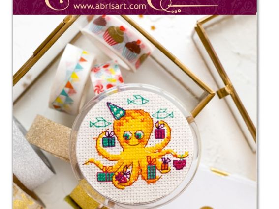 APH-007 Подарунки до дня народження (осьмініг) Абрис Арт набір для вишивання брелока з акриловою основою