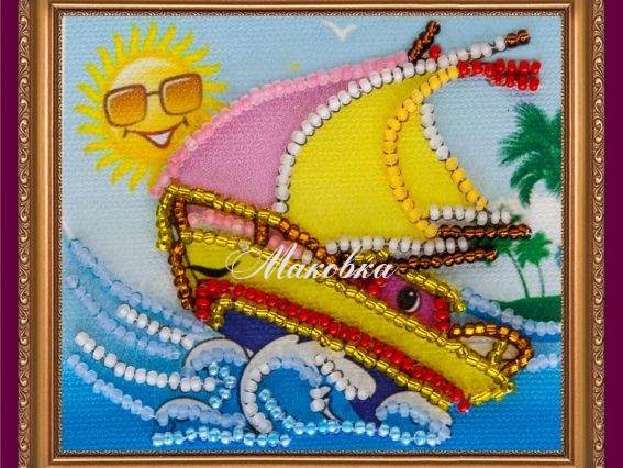 Вышивка-магнит Кораблик, АМА-040, Абрис Арт Вышивка-магнит Кораблик, АМА-040, Абрис Арт