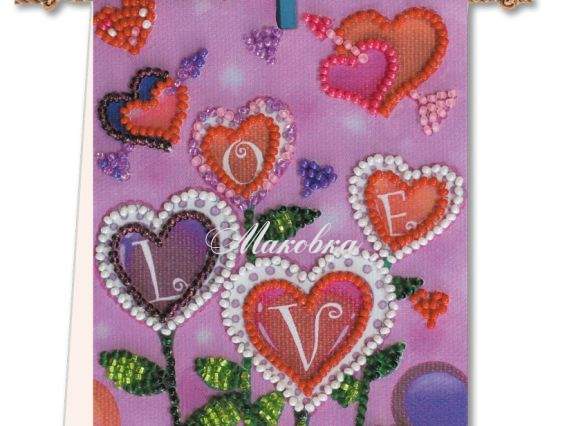 Набор-флажок для вышивки бісером AT-007 Цветы любви, Абрис Арт Набор-флажок для вышивки бісером AT-007 Цветы любви, Абрис Арт