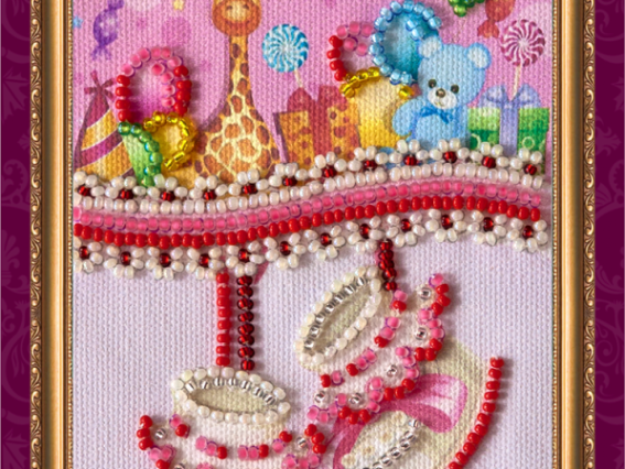 Набор для вышивания открытки С рождением доченьки-1, АО-029, Абрис Арт Набор для вышивания открытки С рождением доченьки-1, АО-029, Абрис Арт