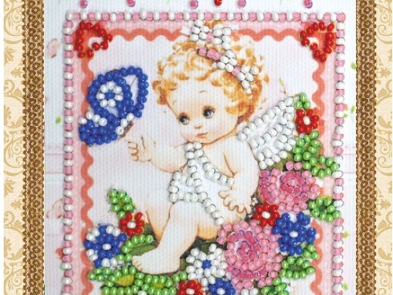 Набор для вышивания открытки Нежный ангелочек, АО-132, Абрис Арт Набор для вышивания открытки Нежный ангелочек, АО-132, Абрис Арт