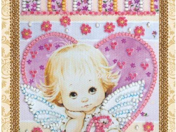 Набор для вышивания открытки Маленький купидон, АО-135, Абрис Арт