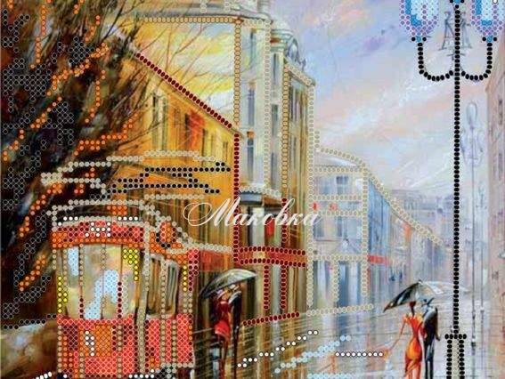 Схема (рисунок) на холсте Дождливый вечер, АС-051, Абрис Арт