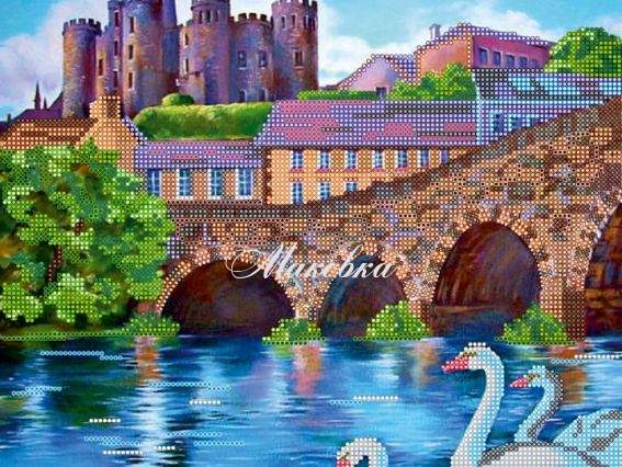 Схема (рисунок) на холсте Лебеди на берегу, АС-268, Абрис Арт