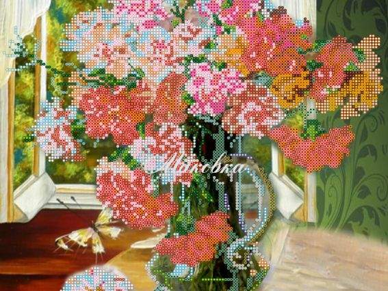 Схема (рисунок) на холсте Букет гвоздик, АС-274, Абрис Арт