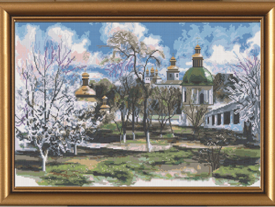 Ранняя весна,  РЕ 3277 Нова Слобода, вышивка нитками Ранняя весна,  РЕ 3277 Нова Слобода, вышивка нитками