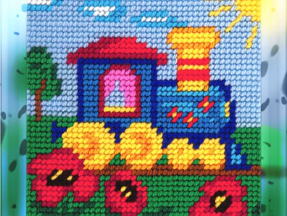 Bambini X-2001 Паровозик, набор для вишивання с пряжей Bambini X-2001 Паровозик, набор для вишивання с пряжей