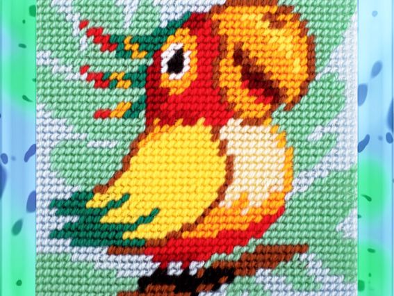 Bambini X 2024 Попугай, набор для вишивання с пряжей Bambini X 2024 Попугай, набор для вишивання с пряжей