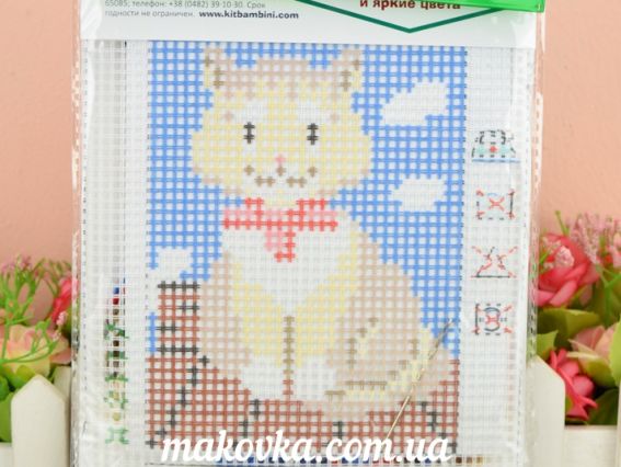 Кішка на даху X-2117 Bambini , набір для вишивання з пряжею розмір 10х14 см 