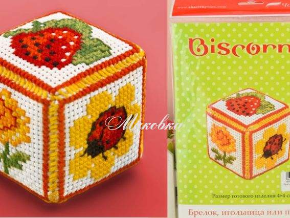 Набор для вышивки Брелок-кубик , игрушка Божья коровка, B-104, Biscornu Набор для вышивки Брелок-кубик , игрушка Божья коровка, B-104, Biscornu