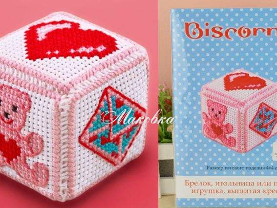 Набір для вишивки Брелок-кубик, іграшка Від щирого серця B-108, Biscornu