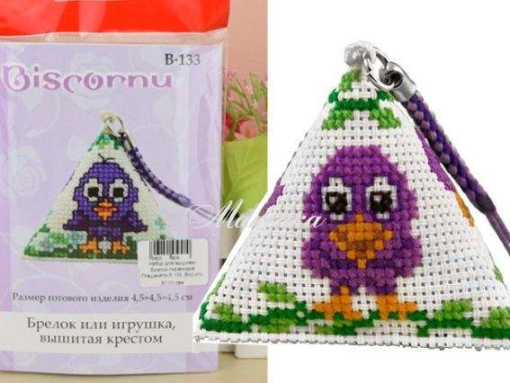 Набор для вышивки Брелок-пирамидка Птенцы B-133, Biscornu Набор для вышивки Брелок-пирамидка Птенцы B-133, Biscornu