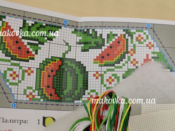 Набор для вышивки на пластиковой канве Брелок-пирамидка Арбуз B-138, Biscornu