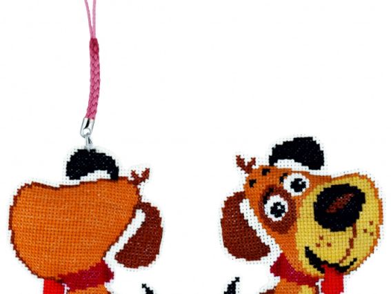 Набір для вишивки брелока на пластиковій канві Собачка, В-307, Biscornu