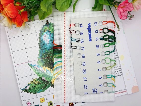 Відкритий набір для вишивання Авокадо ТМ Чарівниця: огляд комплектації, нитки муліне та схема.