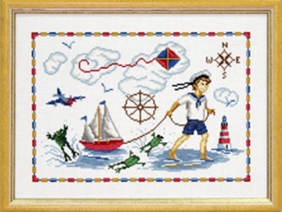 Мальчик с корабликом 3002 Чарівниця набор для вышивания крестом