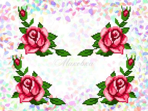 Флизелин водорастворимый пришивной с рисунком Розы 11х12 см, К 205 Confetti Флизелин водорастворимый пришивной с рисунком Розы 11х12 см, К 205 Confetti