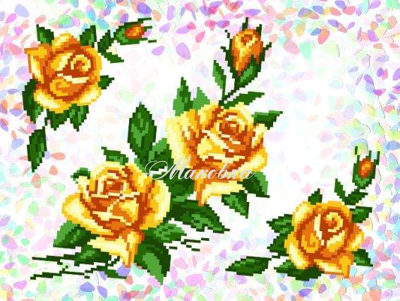 Флизелин водорастворимый пришивной с рисунком Желтые розы, 11х11 см и 18х22 см, К 208 Confetti Флизелин водорастворимый пришивной с рисунком Желтые розы, 11х11 см и 18х22 см, К 208 Confetti