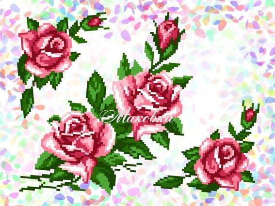 Флізелін Водорозчинний К 211 Троянди Confetti 11х11 см і 18х22 см,  Флізелін Водорозчинний К 211 Троянди Confetti 11х11 см і 18х22 см, 