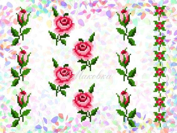 Флизелин водорастворимый пришивной с рисунком Маленькие розы, 4х7 см и 2х27 см, К 215 Confetti Флизелин водорастворимый пришивной с рисунком Маленькие розы, 4х7 см и 2х27 см, К 215 Confetti