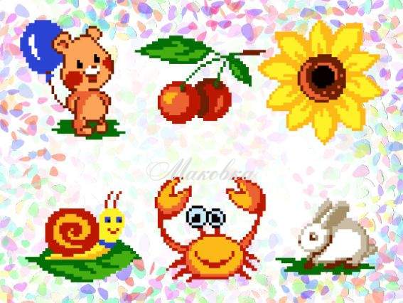 Флизелин водорастворимый К 221 Маленькие друзья (6 фраг.) 20х30 см, Confetti пришивной 