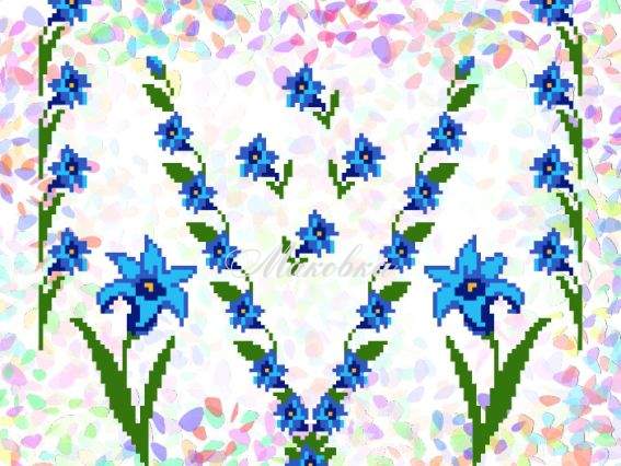 Флизелин водорастворимый К 227 Дзвіночки , Confetti пришивной с рисунком 