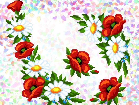 Флизелин водорастворимый с рисунком Букет с маками, 20х30 см, К 231 Confetti