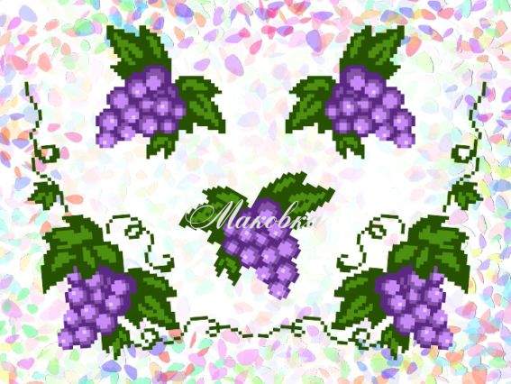 Флизелин водорастворимый с рисунком Виноградные листья (5 фраг.) 20х30см, К 240 Confetti