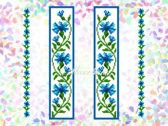 Флізелін водорозчинний пришивний з малюнком Волошки, 2х26 см і 6х27см, К 252 Confetti Флізелін водорозчинний пришивний з малюнком Волошки, 2х26 см і 6х27см, К 252 Confetti