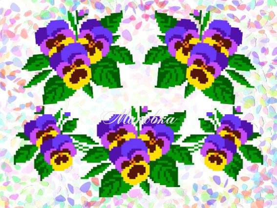 Флизелин водорастворимый пришивной с рисунком Фиалки, 10х27 см и 10х12 см, К 255 Confetti Флизелин водорастворимый пришивной с рисунком Фиалки, 10х27 см и 10х12 см, К 255 Confetti