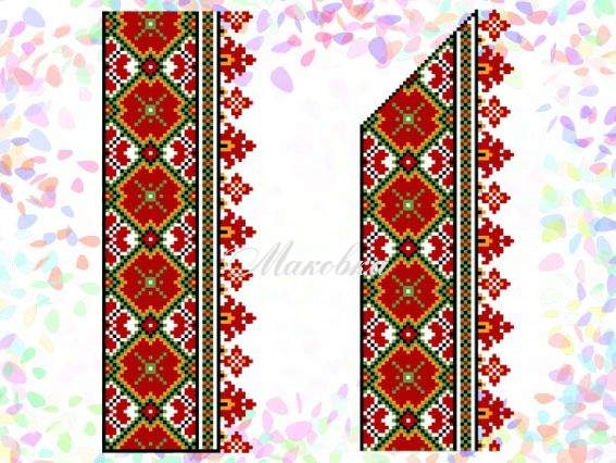 Флизелин водорастворимый с рисунком Гуцульский орнамент, 9х27 см, К 269 Confetti