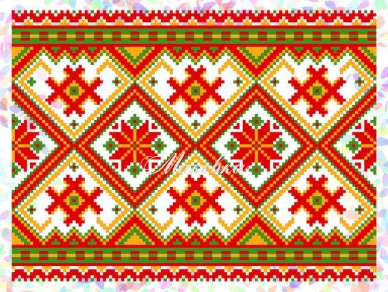 Флизелин водорастворимый с рисунком Гуцульский орнамент 20х30см, К 271 Confetti