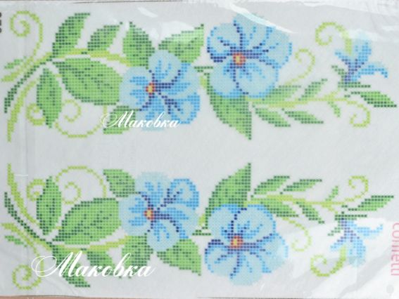 Водорозчинний пришивний Флізелін Блакитні квіти (2 фраг.) 20х30 см, К 278 Confetti 