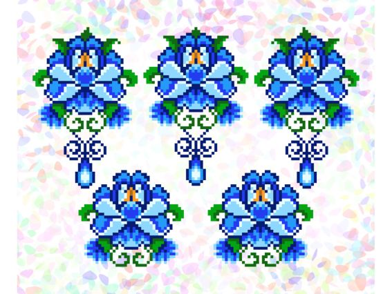 Водорозчинний флізелін з малюнком Квіткові візерунки К 367 Confetti пришивний