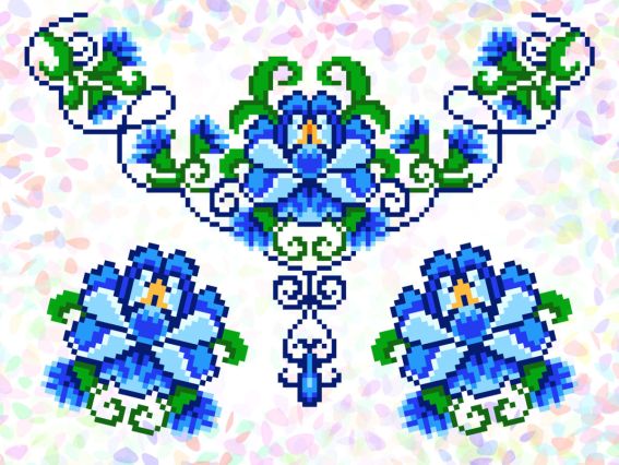 Водорозчинний флізелін з малюнком Квіткові візерунки К 368 Confetti пришивний