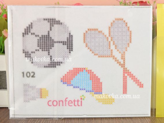 К-102 Спорт (4 фрагменти ) водорозчинний пришивний флізелін з малюнком 10х15см, Confetti