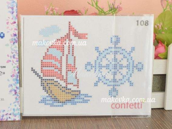 Флізелін водорозчинний з малюнком К-108 Морська пригода 10х15см, Confetti Флізелін водорозчинний з малюнком К-108 Морська пригода 10х15см, Confetti