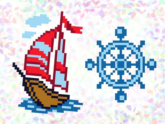 К-108 Морська пригода (2 фраг.) водорозчинний пришивний флізелін з малюнком 10х15см, Confetti