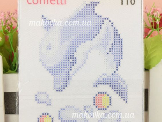 К-110 «Дельфін» (1 фрагмент) — водорозчинний флізелін для пришивання з малюнком розміром 10×15 см, Confetti