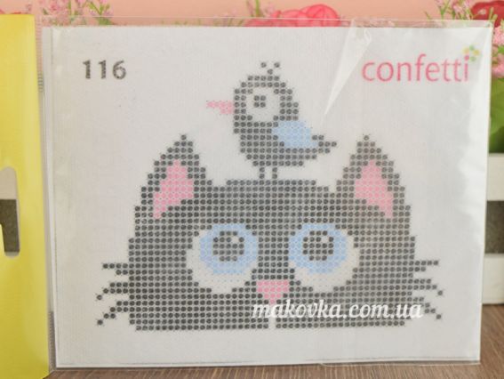 Флизелин водорастворимый пришивной К-116 Гість (1 фраг.) с рисунком 10х15см, Confetti