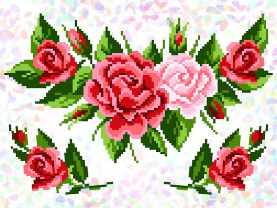 Флізелін водорозчинний з малюнком К-294 Рожевий букет 20х30 см, Confetti