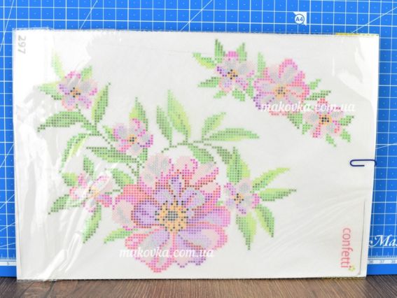 К-297 Чайна троянда 20х30 см, водорозчинний пришивний Флізелін з малюнком Confetti 