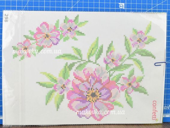 К-298 Чайна троянда 20х30 см, водорозчинний пришивний Флізелін з малюнком Confetti 