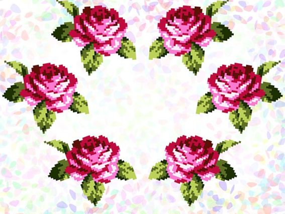 К-303 Букет троянд 20х30 см, водорозчинний пришивний Флізелін із малюнком Confetti 