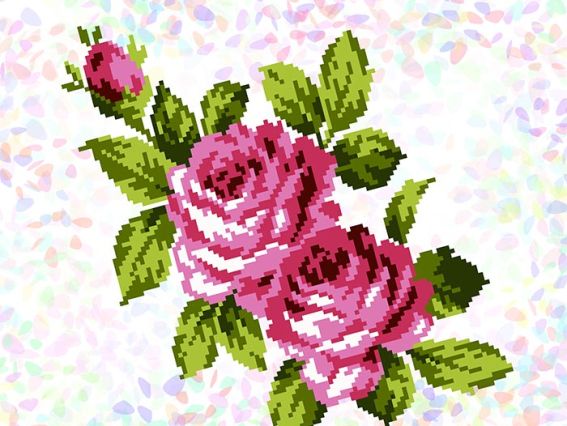 Флизелин водорастворимый с рисунком К-304 Букет роз 20х30 см, Confetti Флизелин водорастворимый с рисунком К-304 Букет роз 20х30 см, Confetti