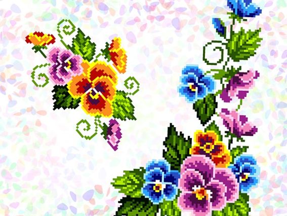 Флизелин водорастворимый с рисунком К-305 Букет фиалок 20х30 см, Confetti Флизелин водорастворимый с рисунком К-305 Букет фиалок 20х30 см, Confetti