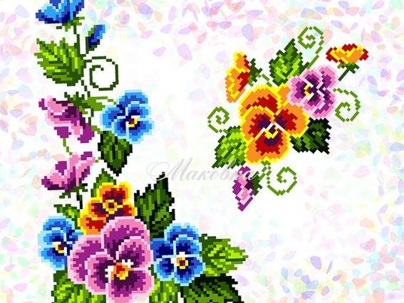 Флізелін водорозчинний з малюнком К-306 Букет фіалок 20х30 см, Confetti Флізелін водорозчинний з малюнком К-306 Букет фіалок 20х30 см, Confetti