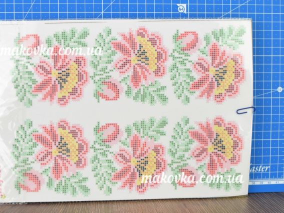 К-307 Червоний букет 20х30 см, водорастворимый пришивной Флизелин с рисунком Confetti 