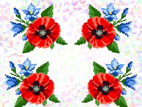 К-310 Макі та дзвіночки 20х30 см, водорозчинний пришивний Флізелін із малюнком Confetti 