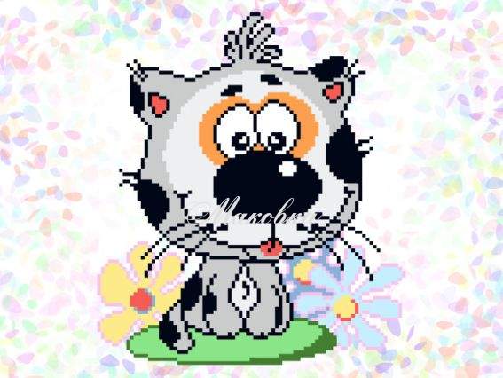 Флизелин водорастворимый с рисунком К-316 Кошеня, 20х30 см, Confetti